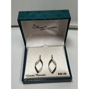 Silver Luxuries Genuine Marcasite Fine Silver Plated Dangle Earrings New